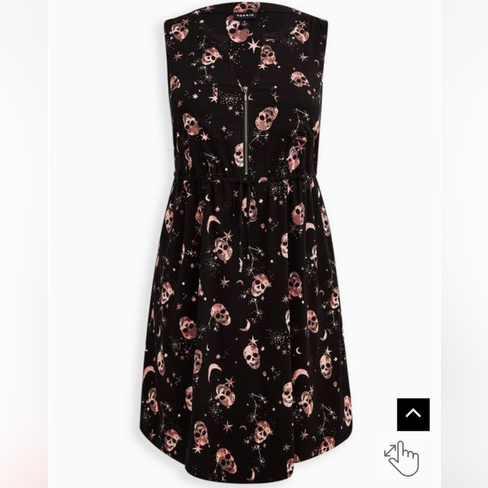 Torrid Skull/Star Print Mini Challis Zip-Front Shirt Dress, 0X, NWT